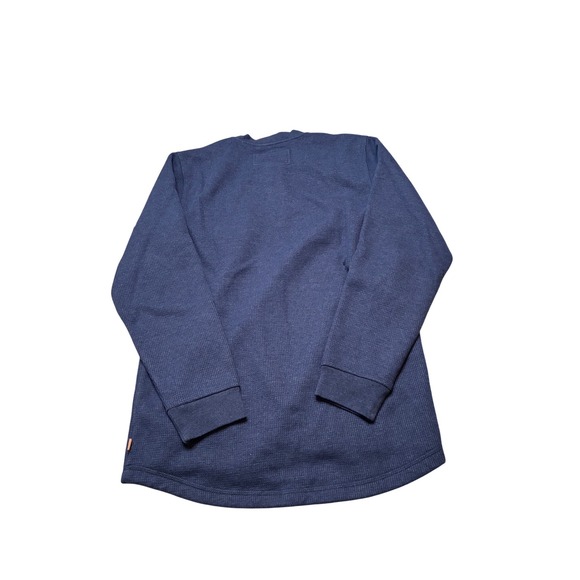 LL Bean Sherpa Lined Waffle Knit Henley Shirt Mens M Tall Mariner Blue - Picture 2 of 12